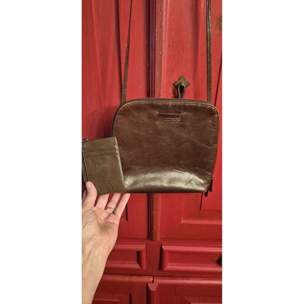 Vintage Etienne Aigner Brown Leather Crossbody Bag Domed Shoulder Purse Card Cas